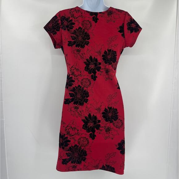 Almost Famous Velvet Floral Wrap Dress Sz L Whimsigoth Holiday Glam Tulip Hem - Picture 7 of 11